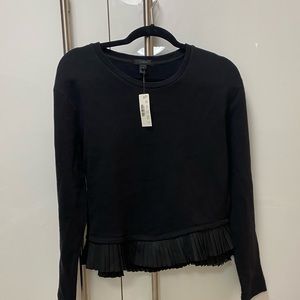 J. Crew Black Sweatshirt with Pleated Hem